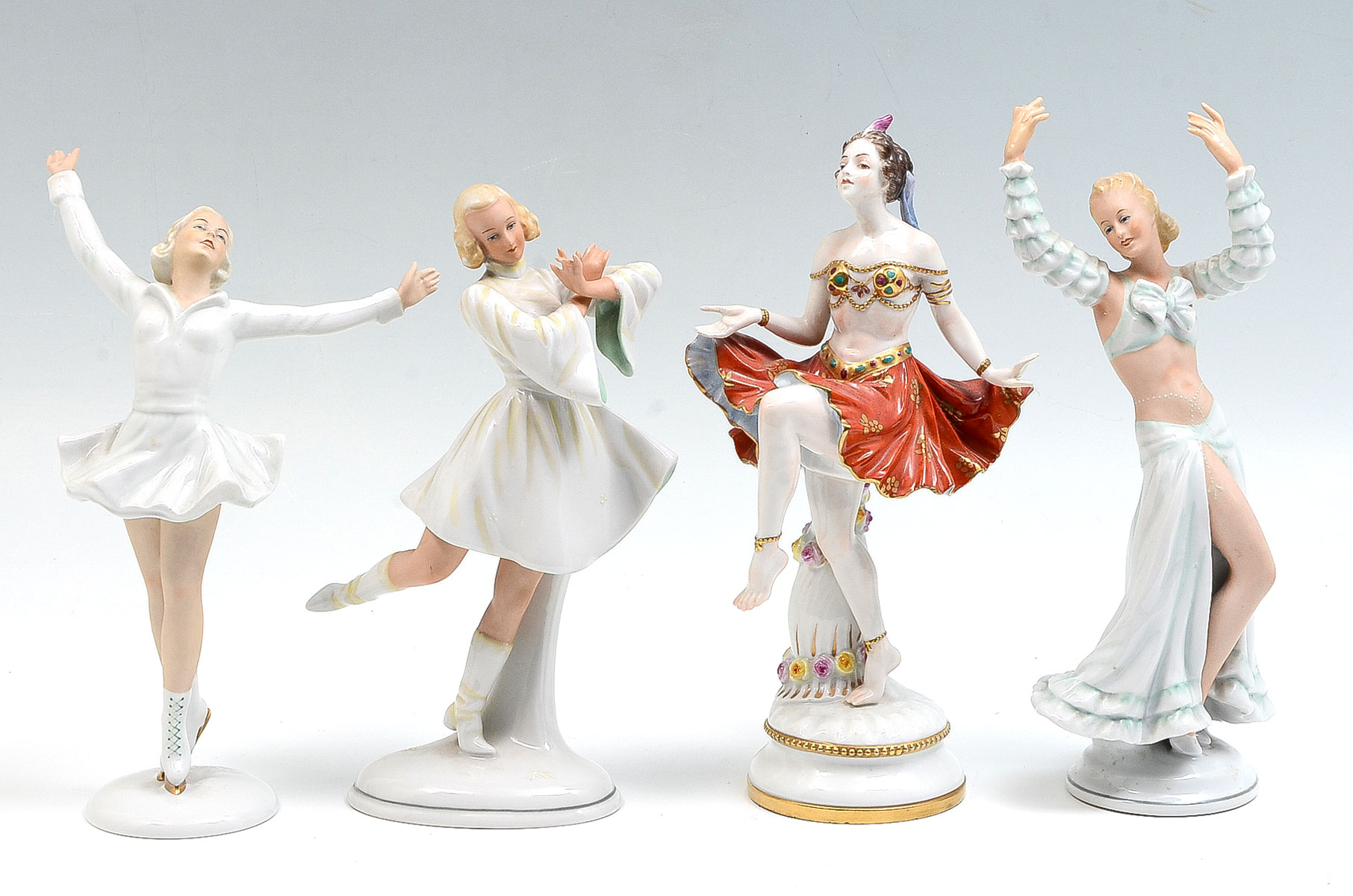 Appraisal: PC GERMAN PORCELAIN FIGURES Comprising -Shaubach Kunst ice skater -