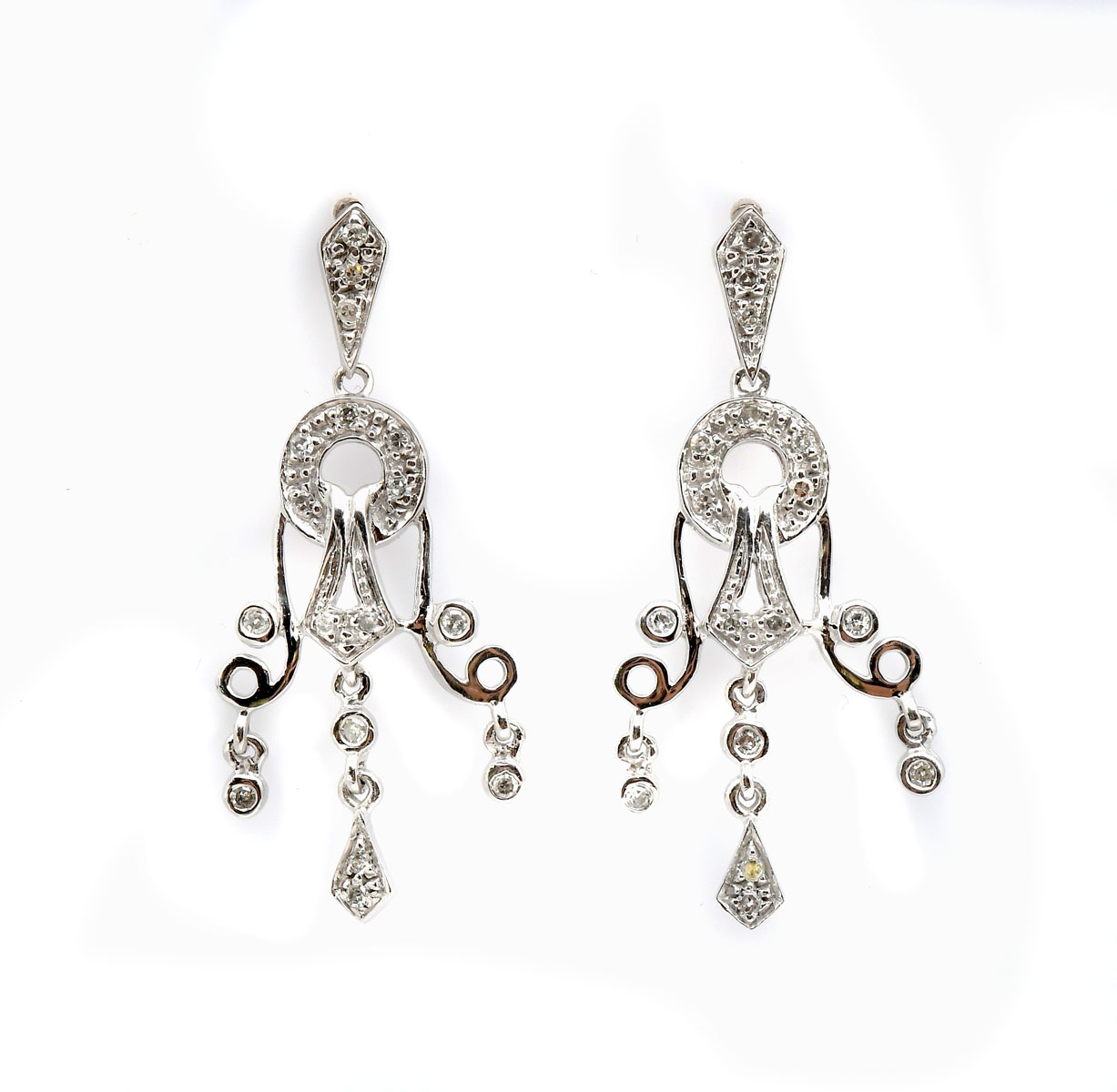 Appraisal: K DIAMOND PENDANT EARRINGS K white gold earrings contain round