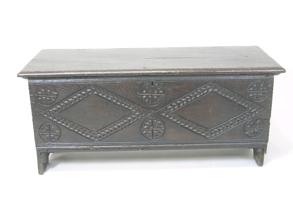 Appraisal: A th Century carved oak Coffer with moulded top the