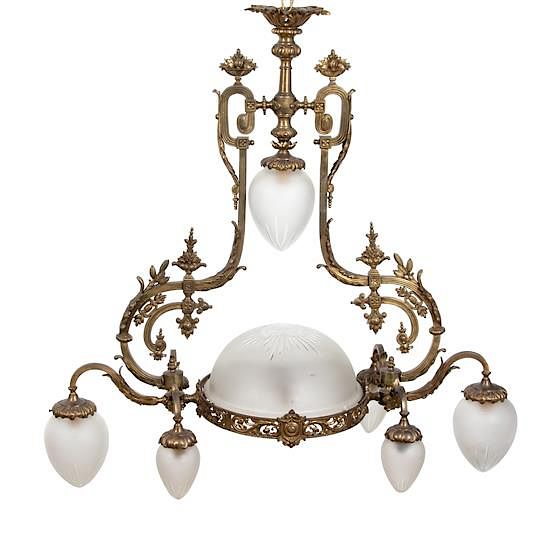 Appraisal: A French Gilt Bronze Chandelier Height x width inches A