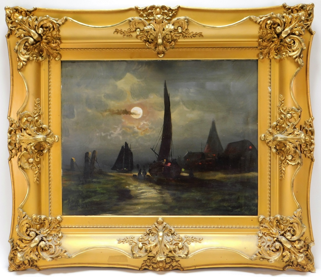 Appraisal: AFT EDWARD MORAN NOCTURNAL SHIP PAINTING Pennsylvania New York -