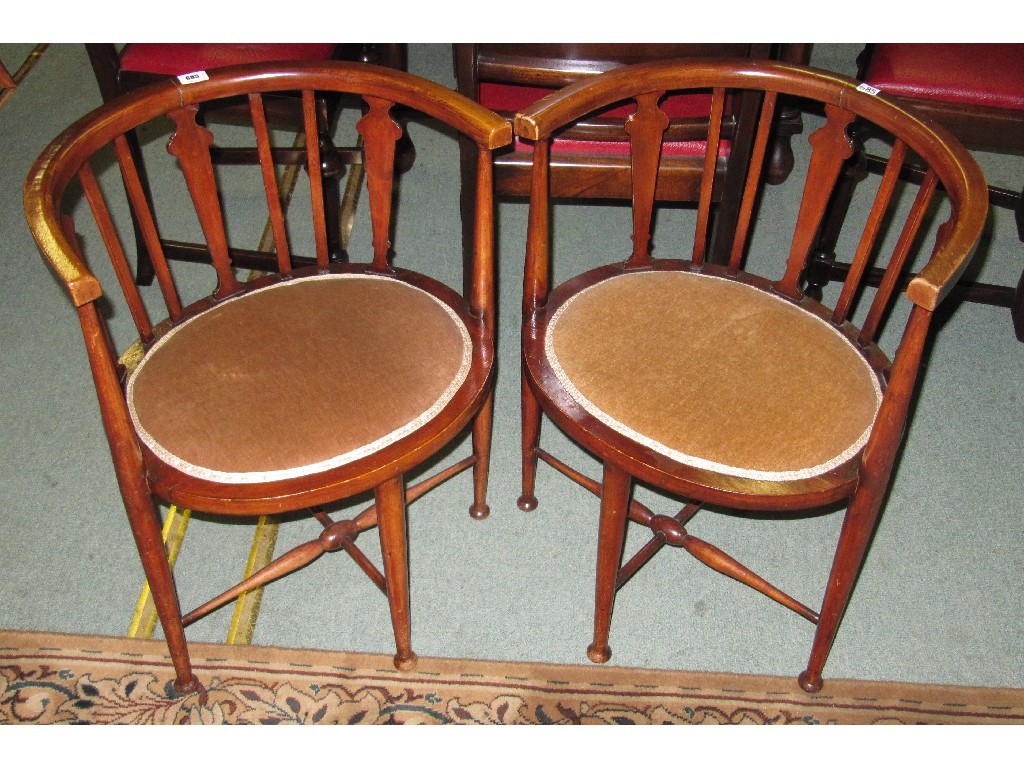 Appraisal: Pair of mahogany bow back tub armchairs