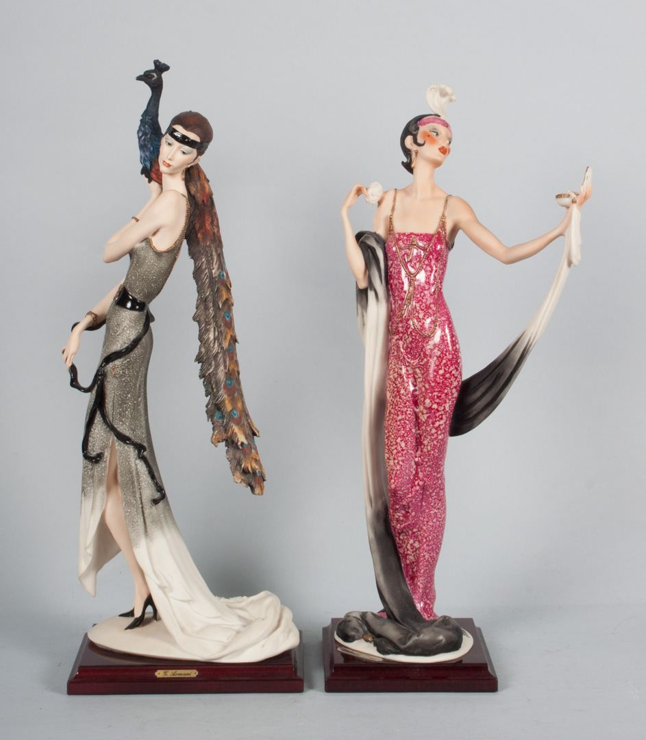 Appraisal: Two Guiseppe Armani figures molded and painted resin figures Lady