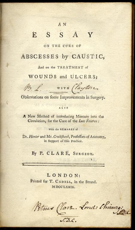 Appraisal: CLARE P AN ESSAY ON THE CURE OF ABSCESSES BY