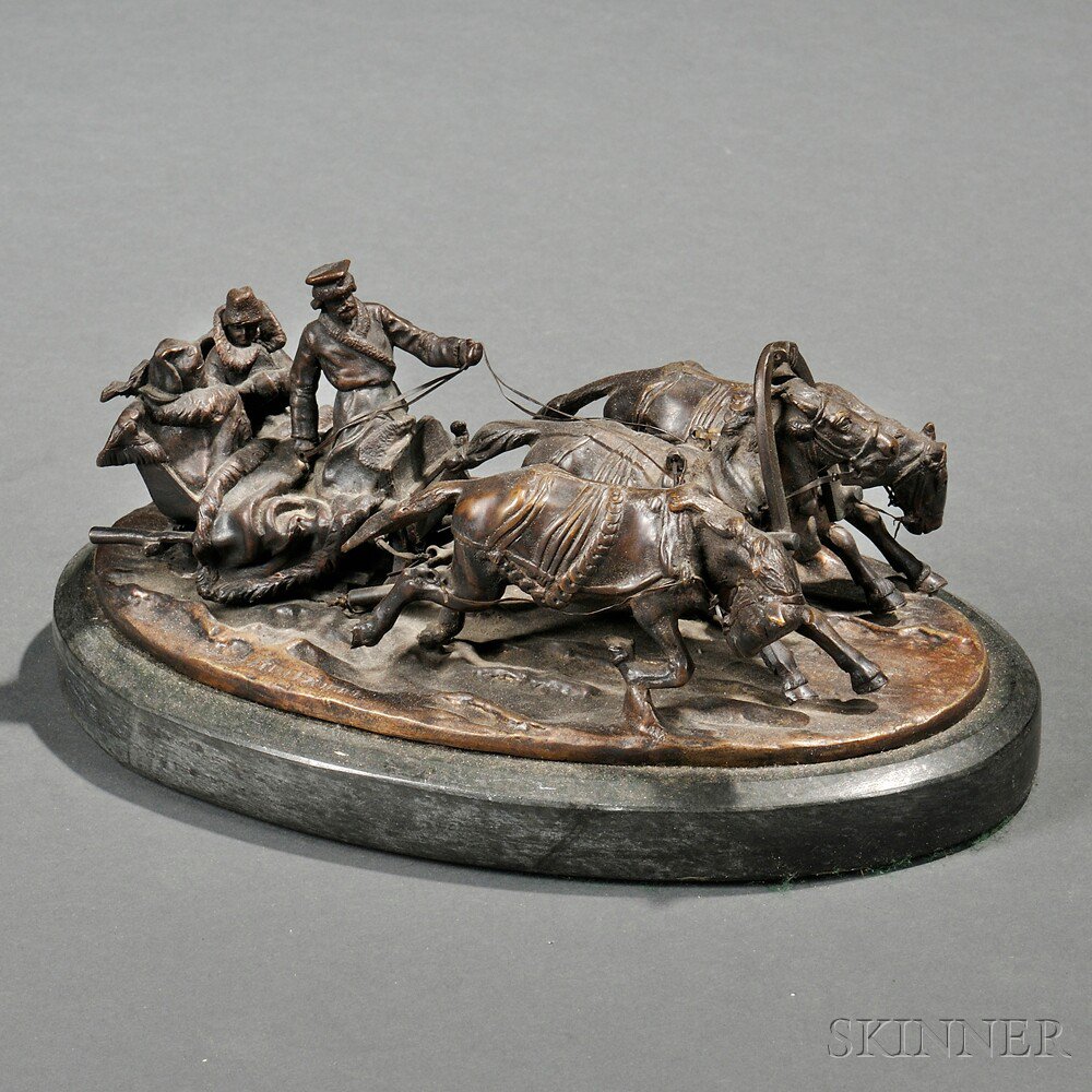 Appraisal: After Alexei Gratchev Russian - Winter Troika bronze cast as