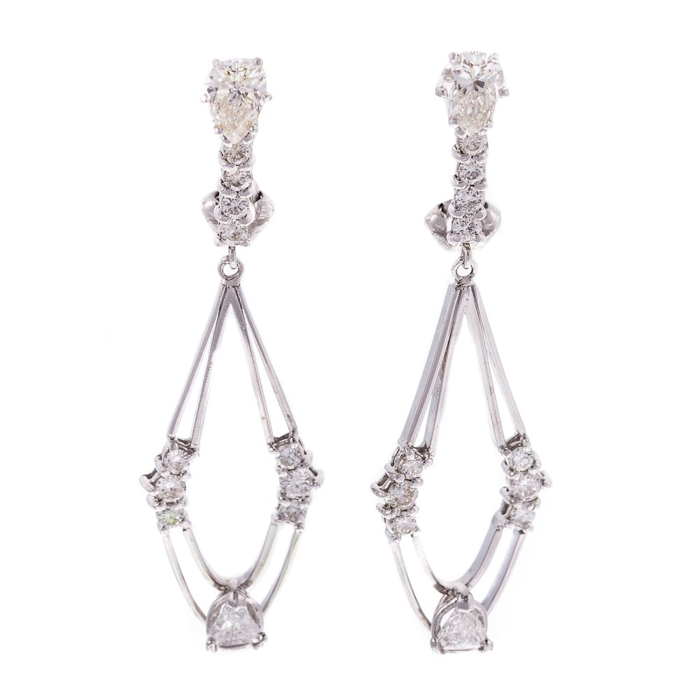 Appraisal: A Pair of Modern Diamond Dangle Earrings in K K