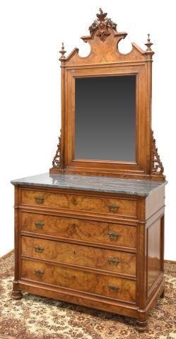 Appraisal: French Louis Philippe burlwood commode and mirror th c bevel