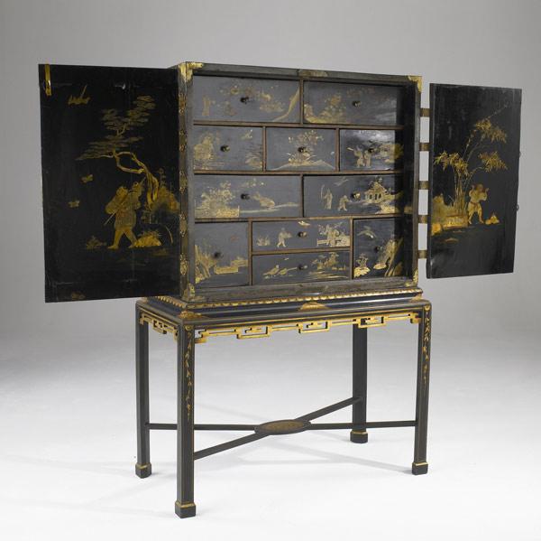 Appraisal: ENGLISH CABINET Chinoiserie-decorated with many drawers on stand th C