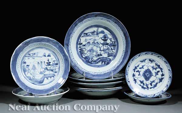 Appraisal: A Group of Chinese Canton Blue and White Porcelain th