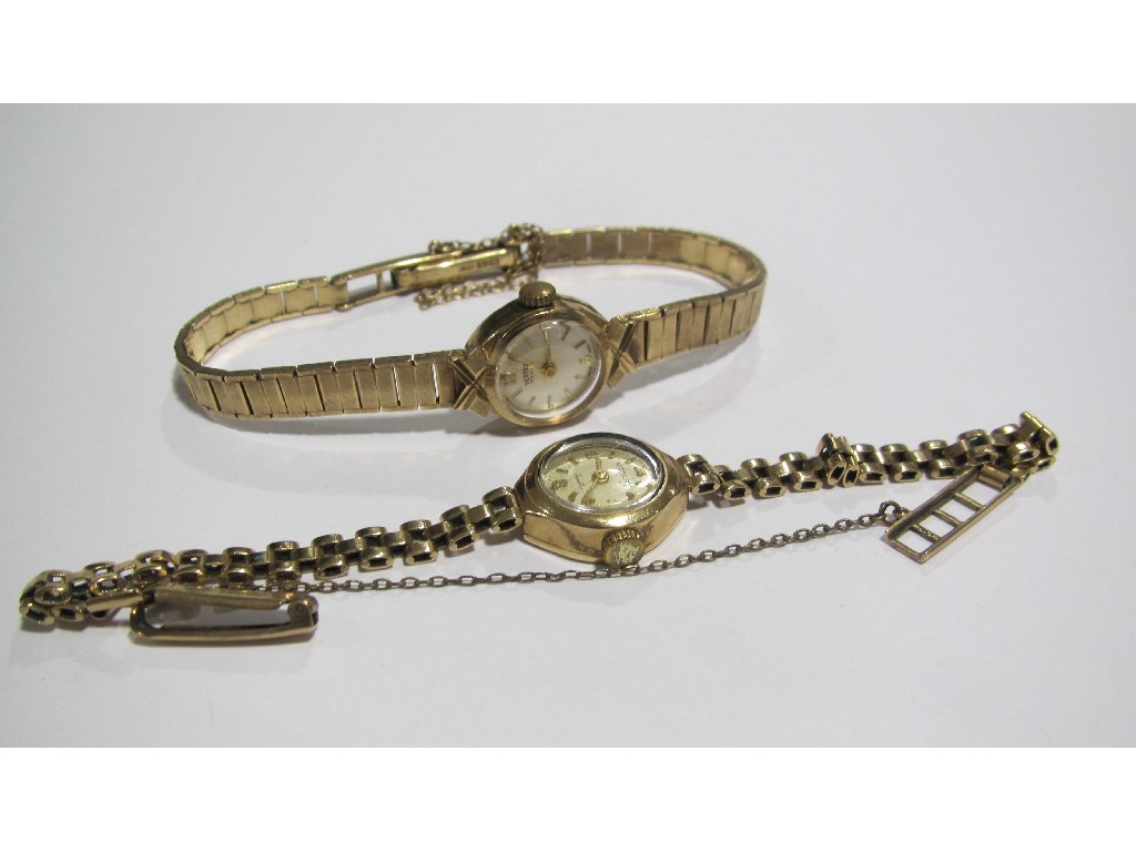 Appraisal: Lot comprising two ladies ct gold bracelet watches by Rotary