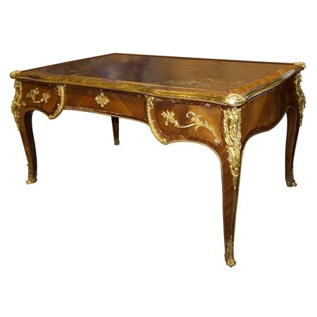 Appraisal: Transitional Louis XV XVI Style Gilt-Metal Mounted Mahogany Bureau Plat