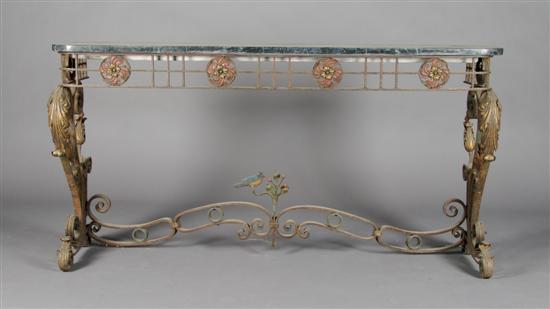 Appraisal: A Wrought Iron and Brass Console Table Height x width