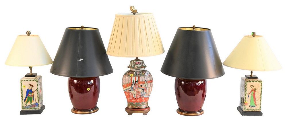 Appraisal: Five Piece Lot of Chinese Table Lamps to include a