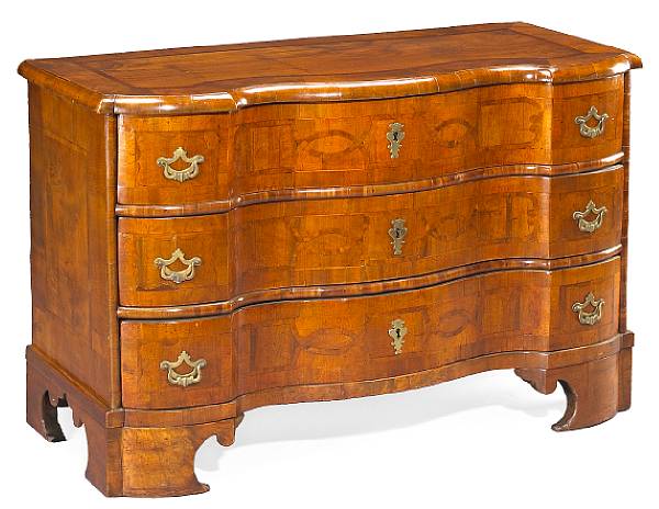 Appraisal: A Continental Baroque parquetry chest of drawers early th century