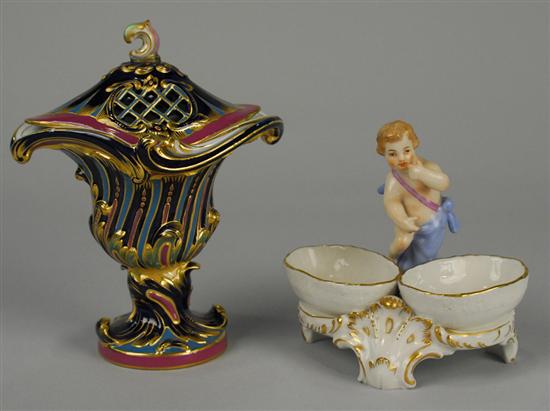 Appraisal: TWO GERMAN PORCELAIN OBJECTS late th century including a Berlin