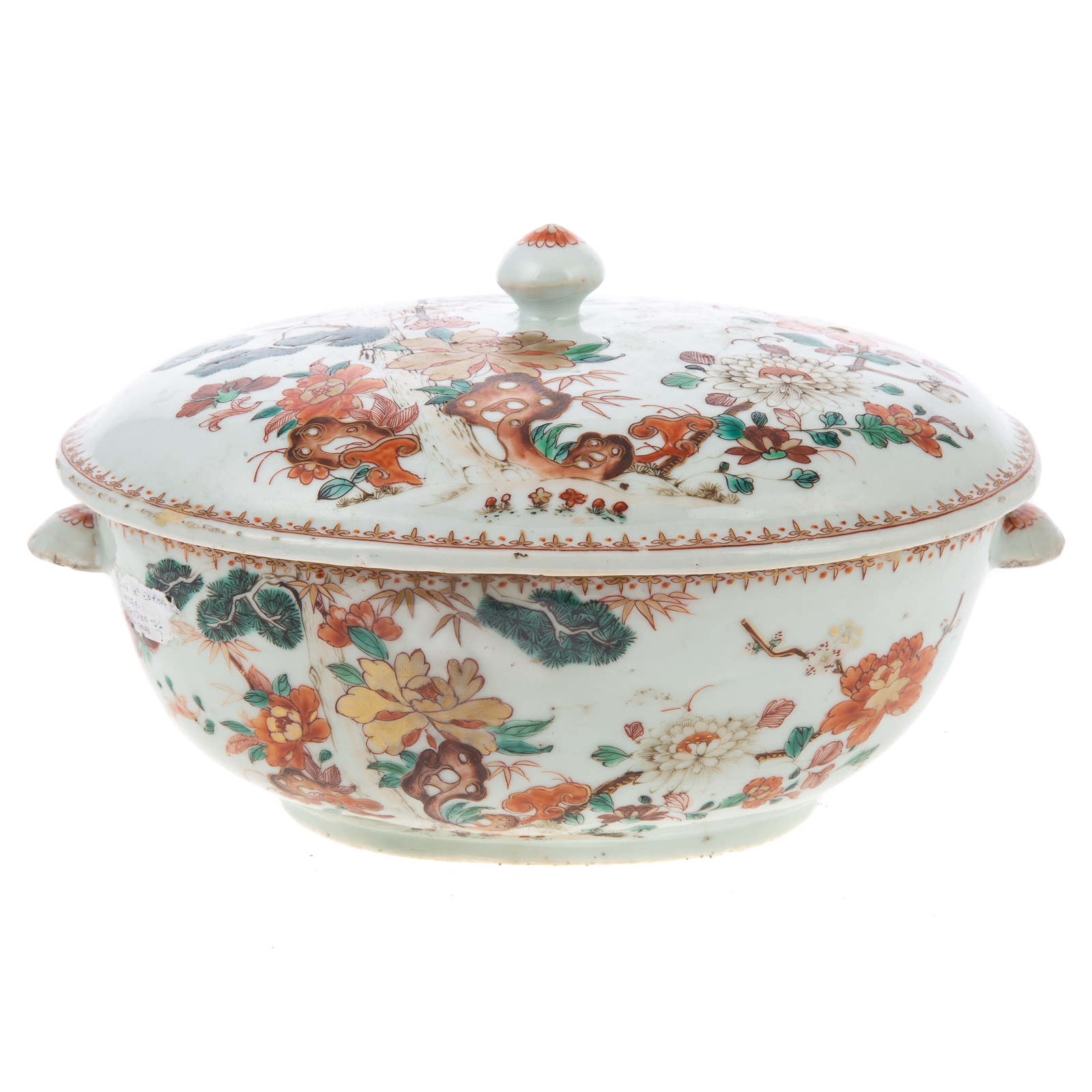 Appraisal: CHINESE EXPORT FAMILLE VERTE SOUP TUREEN Kang Xi Era circa