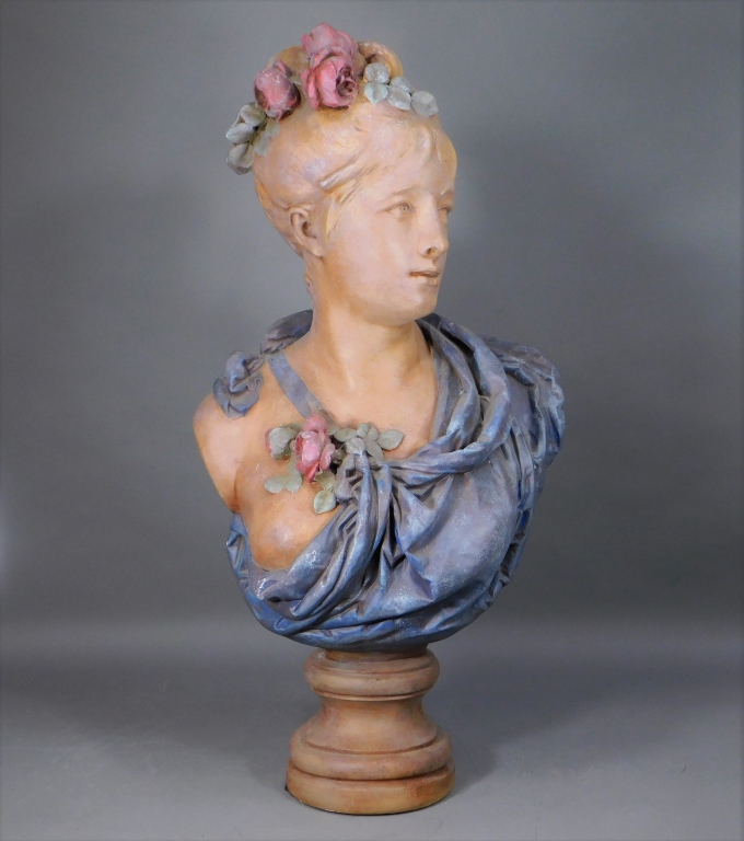 Appraisal: ALBERT E CARRIER BELLEUSE PLASTER BUST OF A WOMAN France