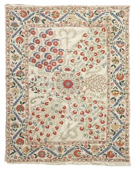 Appraisal: An Uzbeki Susani modern the cream field with central rosette