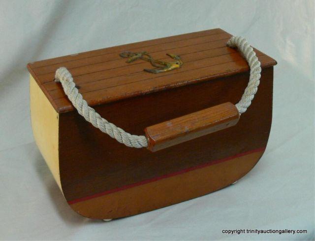 Appraisal: Nautical Inspired Sewing Knitting or Craft Box - wooden box