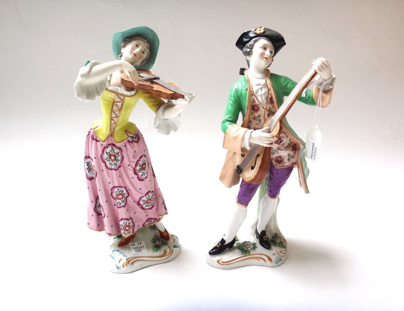 Appraisal: A pair of Continental porcelain musician figures cm high a