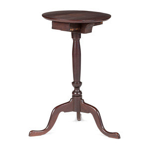 Appraisal: A Federal Punched Walnut and Maple One-Drawer Candlestand New England