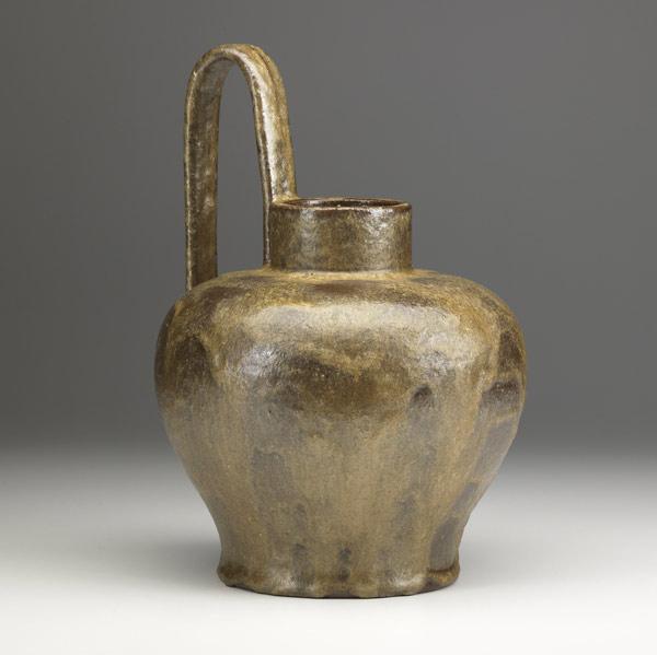 Appraisal: FULPERJug in rare frothy gold crystalline glazeVertical incised racetrack mark