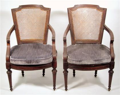 Appraisal: Pair of Victorian cane upholstered armchairs th century