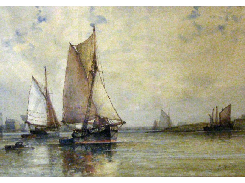 Appraisal: By Frederick James Aldridge - - fishing boats in an