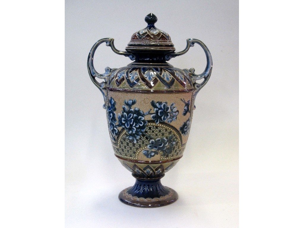 Appraisal: Doulton Lambeth stoneware urn and cover produced for the Art