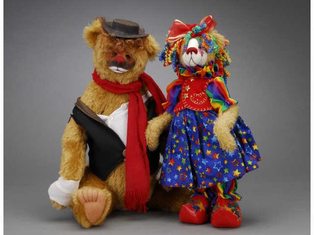 Appraisal: Lot Two Contemporary Artist Clown Bears Includes Linda Ashcraft's Red