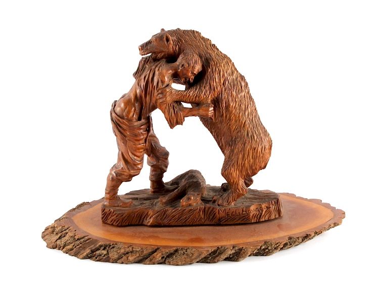 Appraisal: Signed Black Forest Bear Carving This is a signed Black