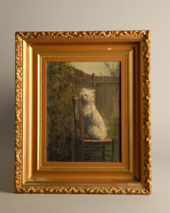 Appraisal: Illegible L th C White Dog on a Chair an