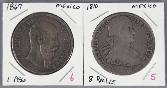 Appraisal: Mexican Reales M Silver CoinVG Along with Mexican Peso Bust