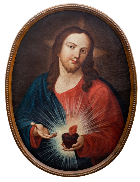 Appraisal: TH C SACRED HEART OF JESUS OIL ON CANVAS Oil