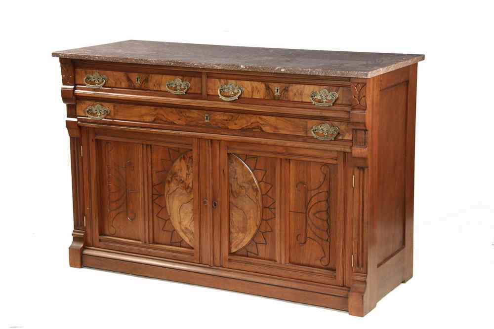 Appraisal: SIDEBOARD - Red Marble Top American Eastlake Period Red Walnut