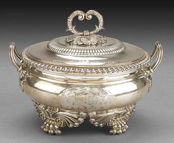 Appraisal: A Regency sauce tureen with coverBenjamin amp James Smith London