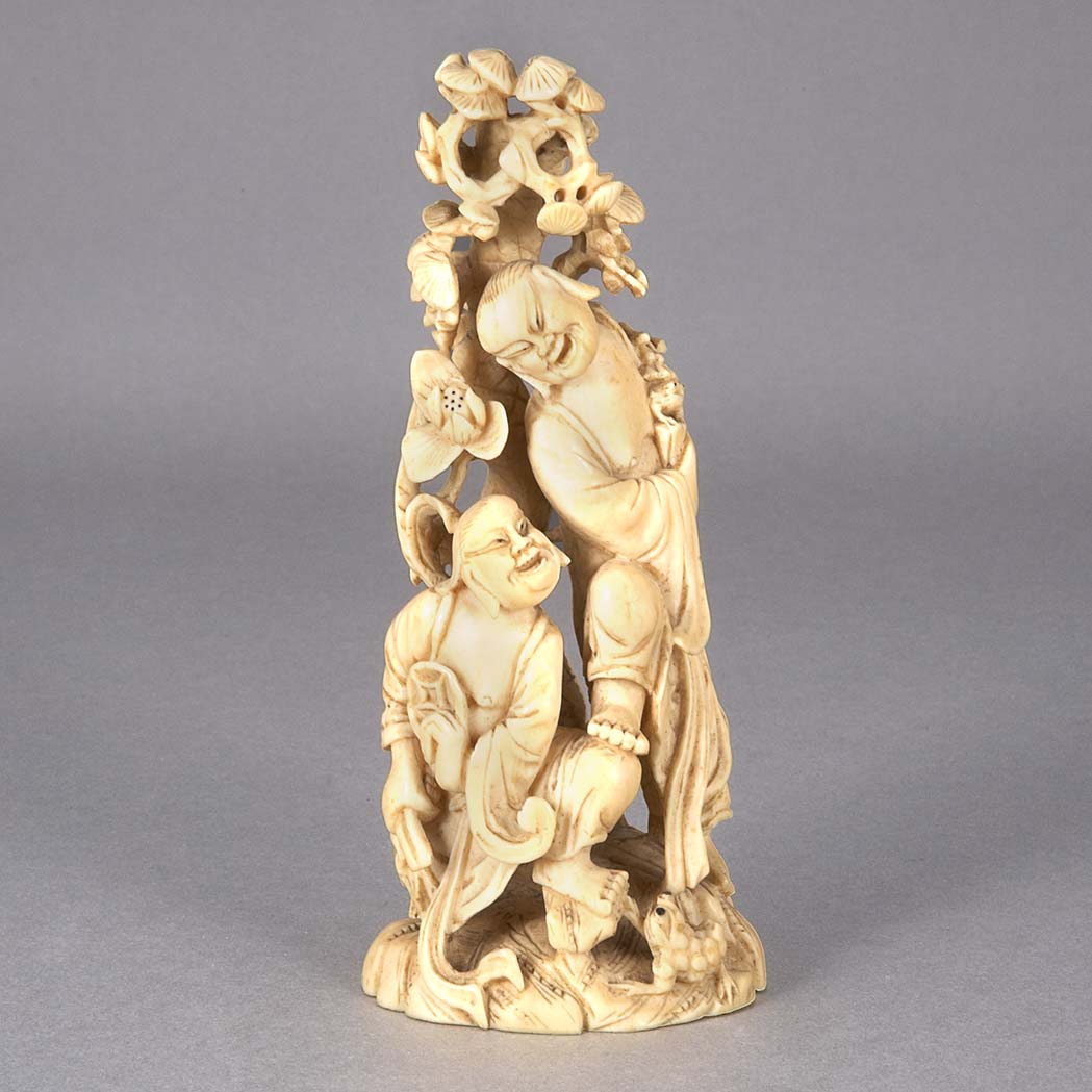 Appraisal: Chinese Ivory Carving of Immortals th Century Below a pine