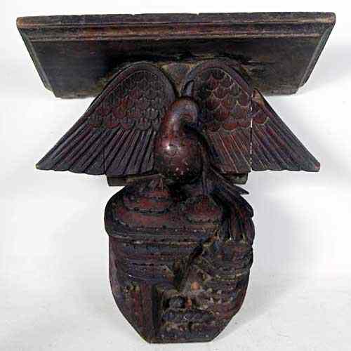 Appraisal: An Anglo Indian Mahogany Bird Wall Shelf Bracket circa having