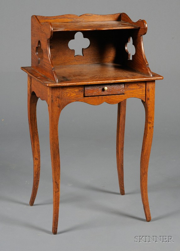 Appraisal: French Provincial Oak Two-tier Side Table with shelved top and