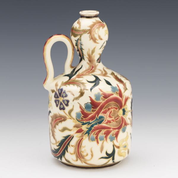 Appraisal: ZSOLNAY PECS EWER x Zsolnay Pecs pottery ewer with stylized