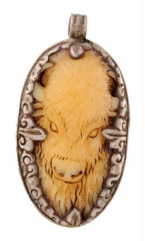 Appraisal: Buffalo Head Pendant This is a pendant depicting a buffalo