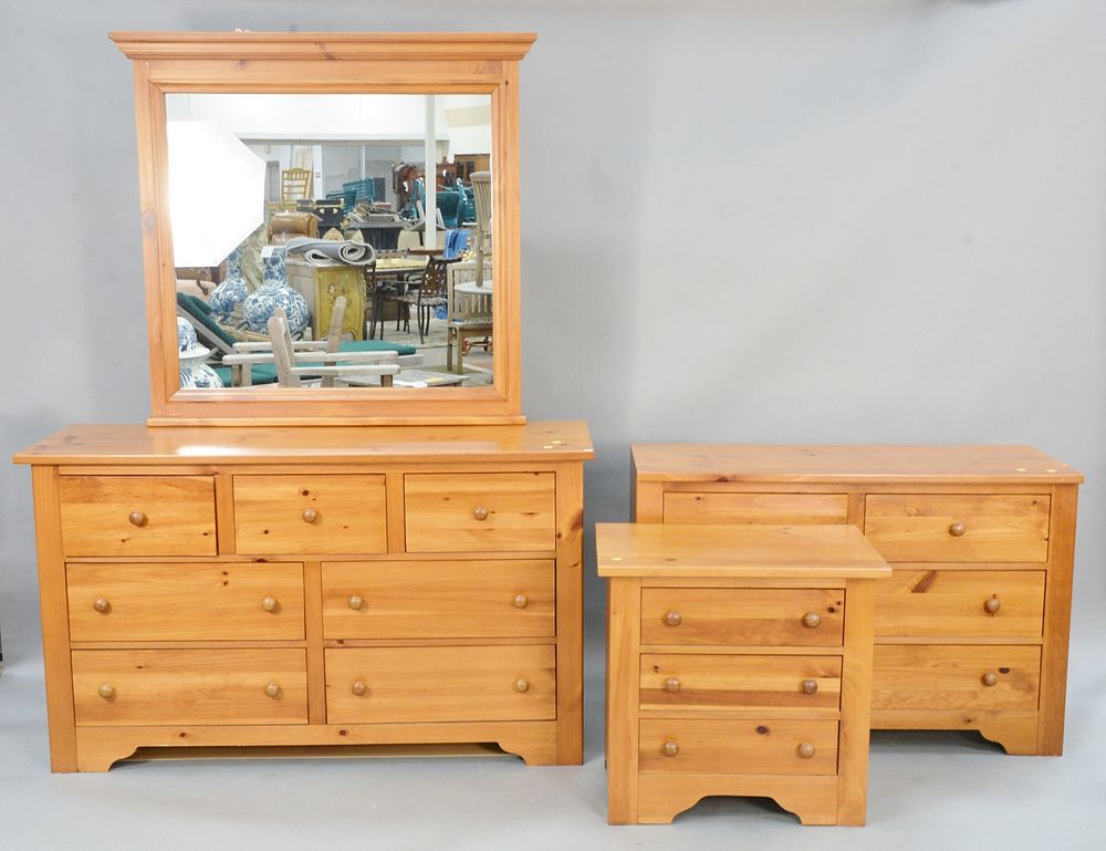 Appraisal: Four piece lot to include two pine chests one with