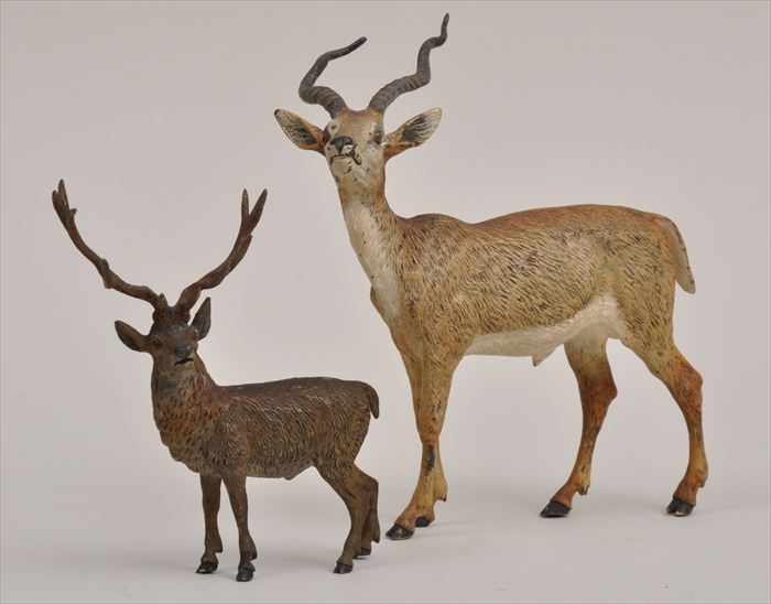 Appraisal: AUSTRIAN COLD-PAINTED METAL FIGURES OF AN IMPALLA AND AN ELK