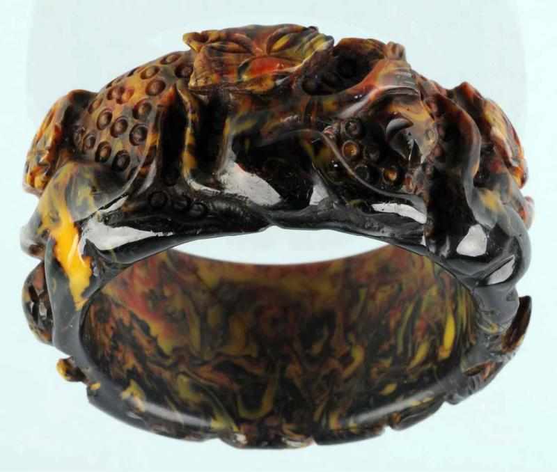 Appraisal: Vintage Bakelite End-of-Day Cat Motif Bracelet Description Earth tone Condition