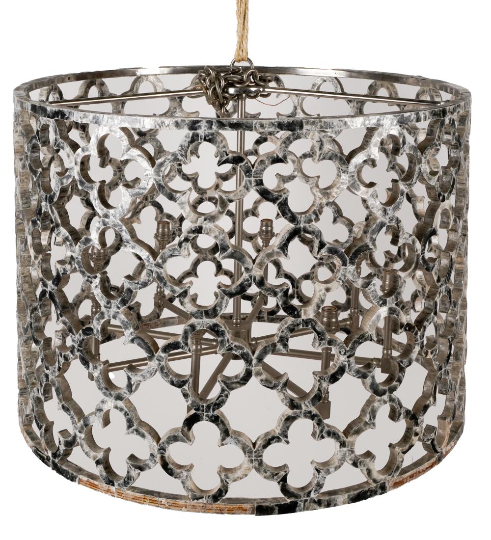 Appraisal: HOLLY HUNT ROUND METAL CHANDELIEReight lights inches diameter inches high