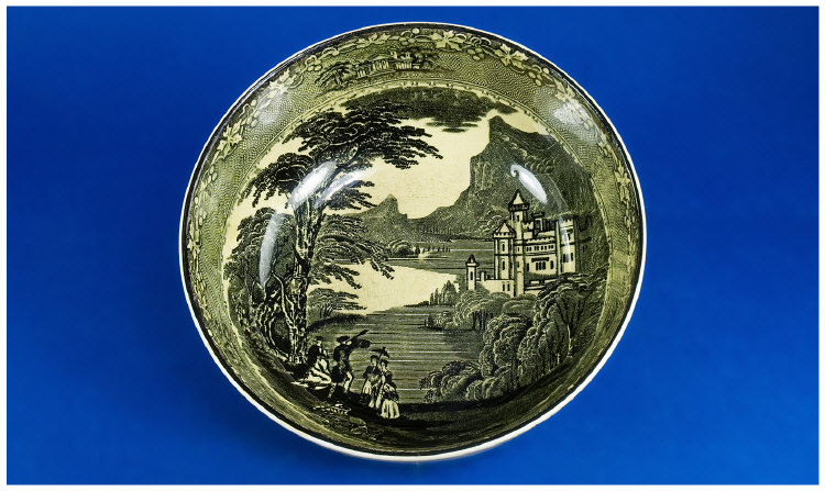 Appraisal: Newport Pottery Transfer Printed Bowl Black Print of a Continental