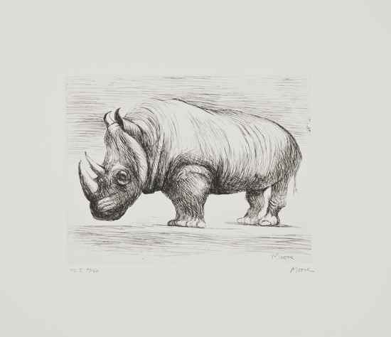 Appraisal: Henry Moore - Rhinoceros c etching signed and numbered PL