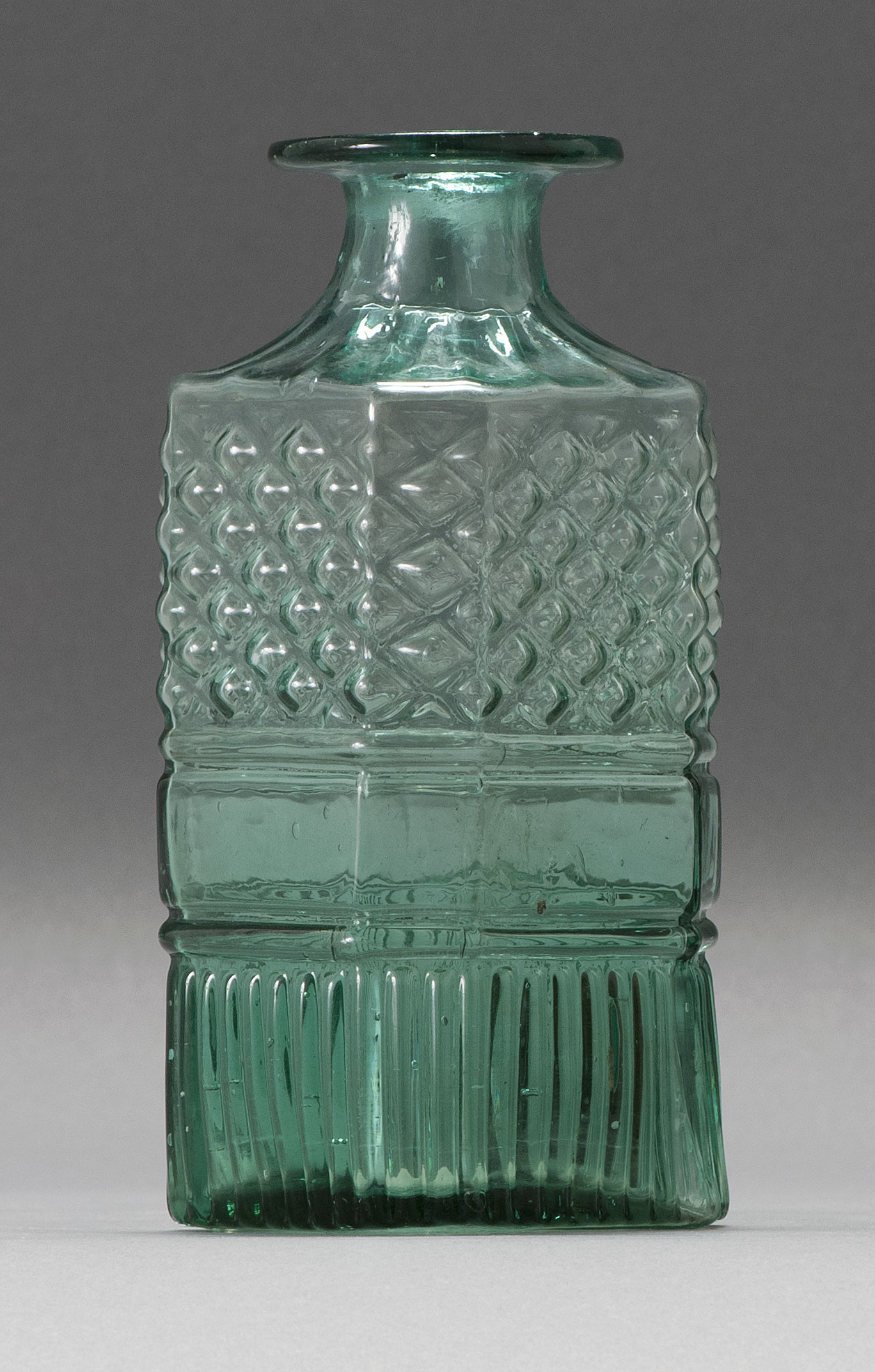 Appraisal: MEDIUM GREEN GLASS BLOWN -MOLD DECANTER Second Quarter of the