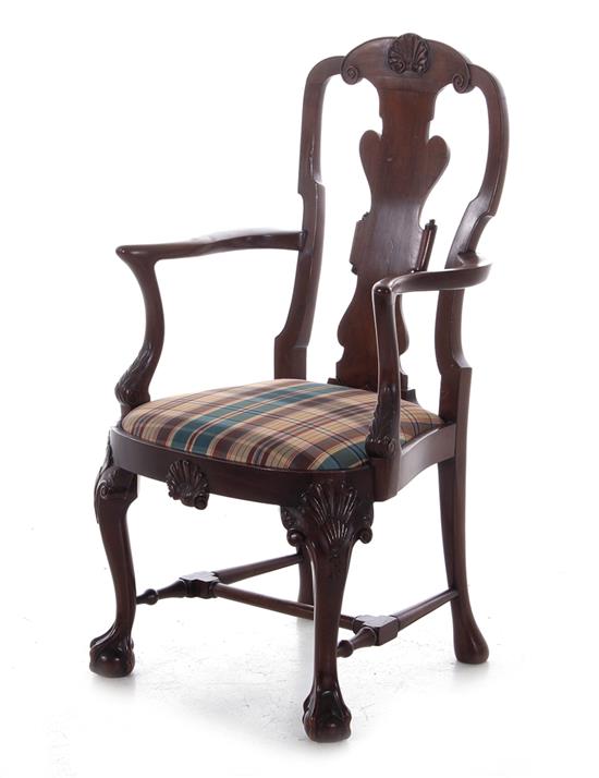 Appraisal: Queen Anne style mahogany armchair BH SH W D Provenance