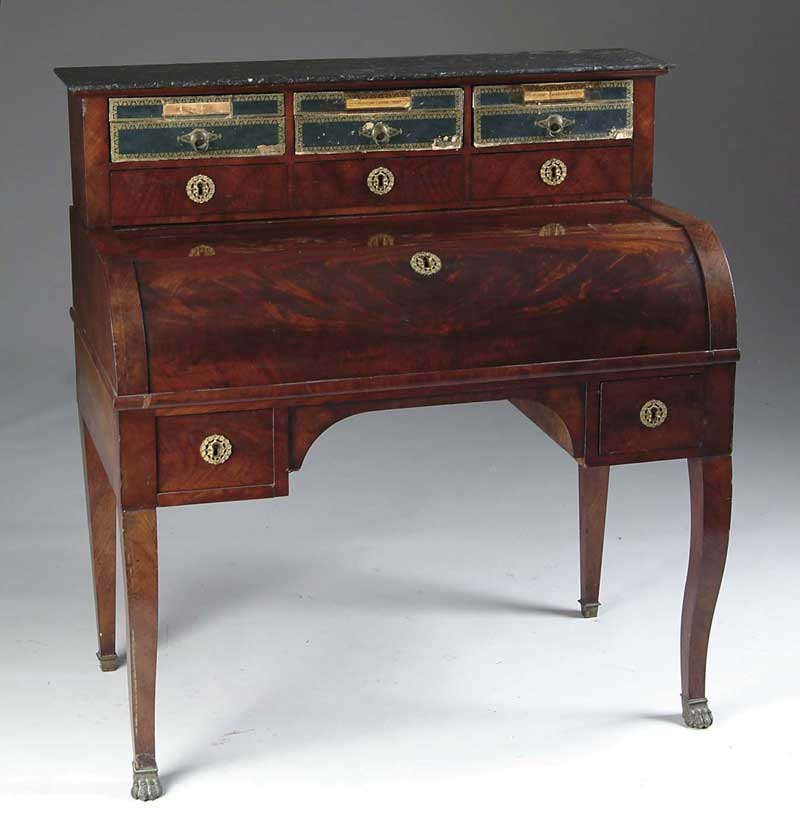 Appraisal: FRENCH FALL FRONT MAHOGANY SECRETARY Secretary with curved fall front